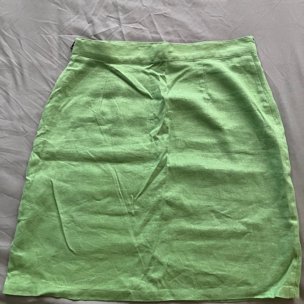 Worn once MODCLOTH lime green linen skirt - Picture 5 of 5